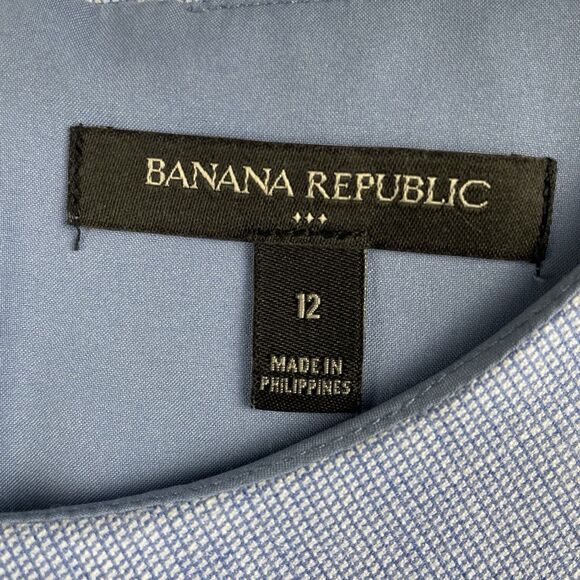 Banana Republic Chambray Sheath Dress Sleeveless Round Neck Light Blue-12 - Picture 4 of 16